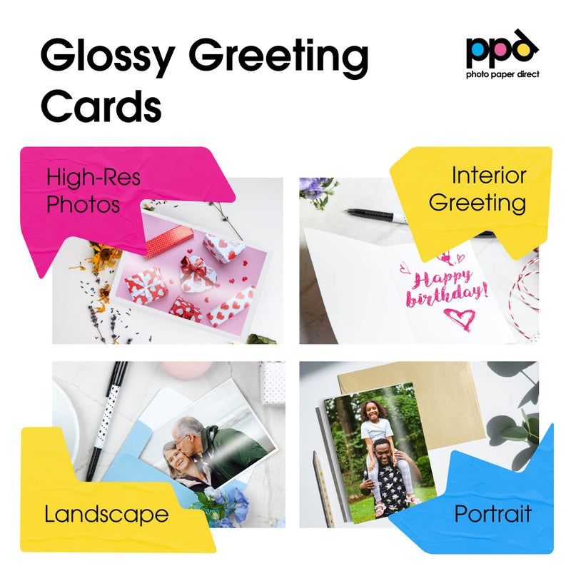 PPD Greeting Card Paper, Printable Greeting Cards With Envelopes for Inkjet Printer, 5.5x8.5 Blank Half Fold to 4.25 x 5.5 Custom Cards for Birthday, Wedding, Invitations, Thank You Note (50 Sheets) - Image 4